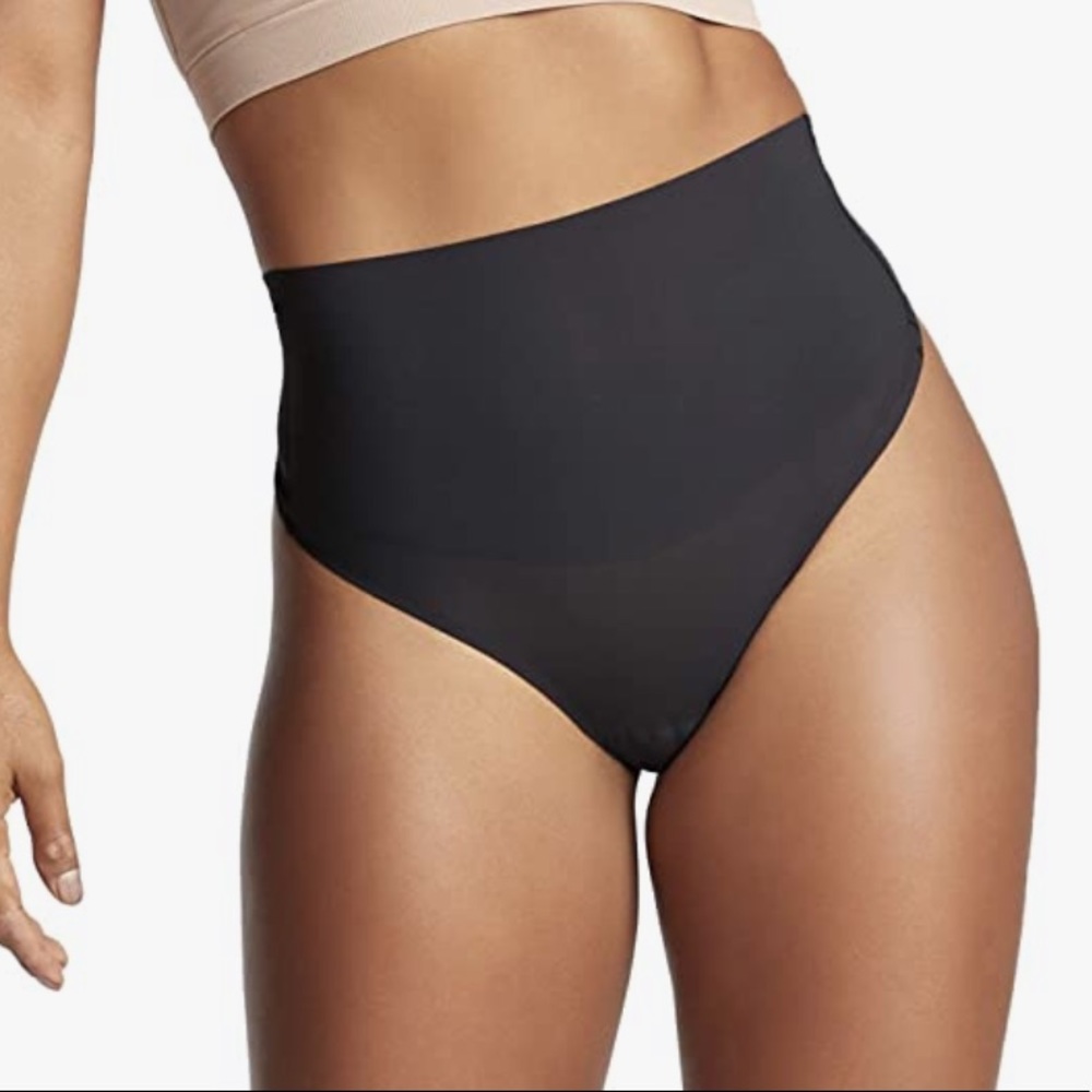 Yummie Kenna Mid Waist Thong: Black Extra Large
